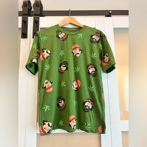 Green Graphic T-Shirt features Cheech & Chong